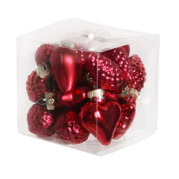 Adventní mix sklo 20ks 3,5cm červená